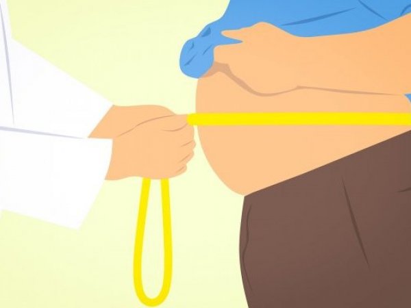 Gráfica de un doctor midiendo la cintura de una persona.