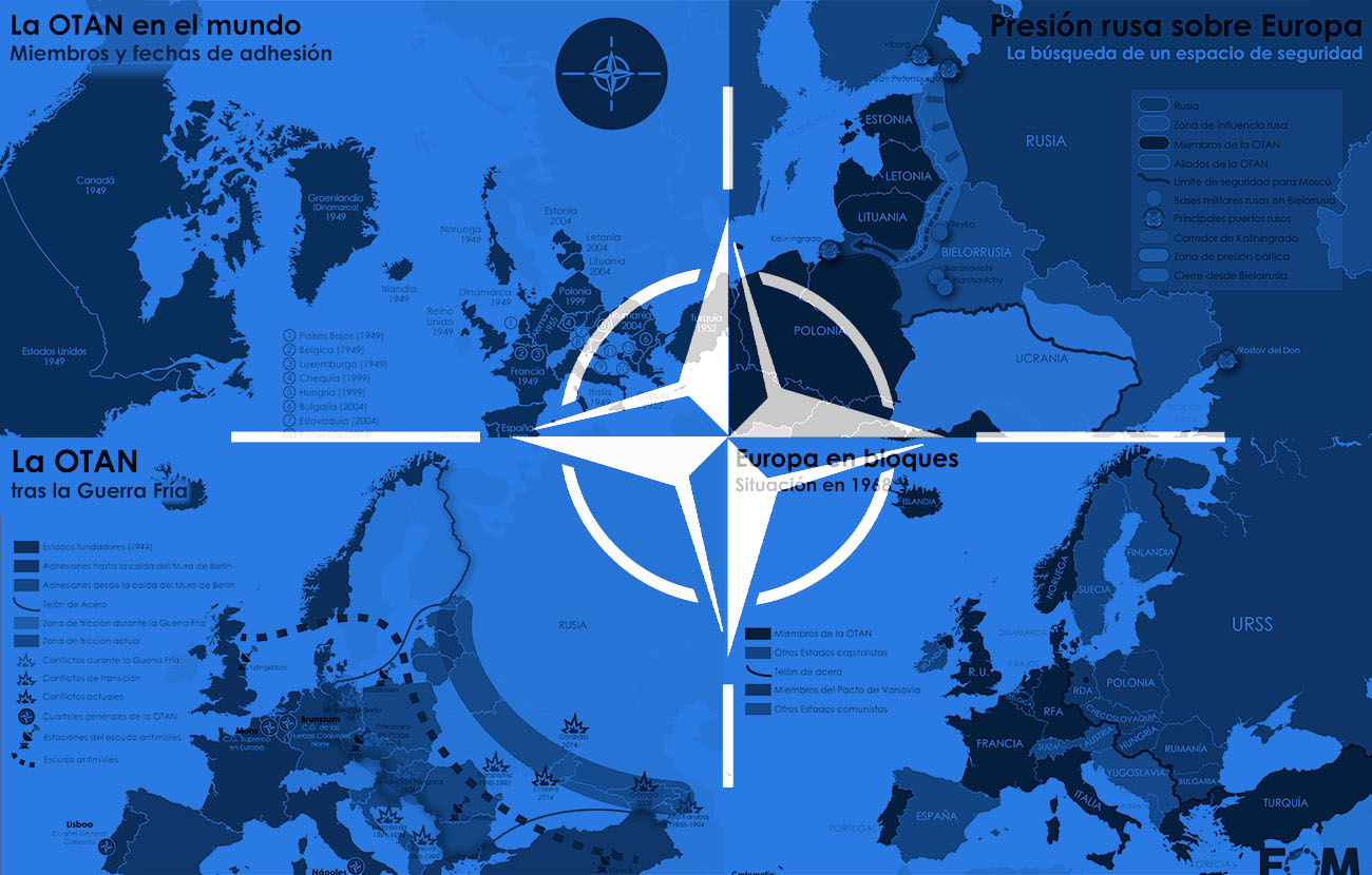 Mapa y logo de la OTAN