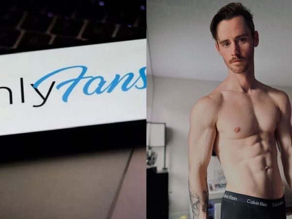 Logo de OnlyFans en celular y fotografía de Dan Benson