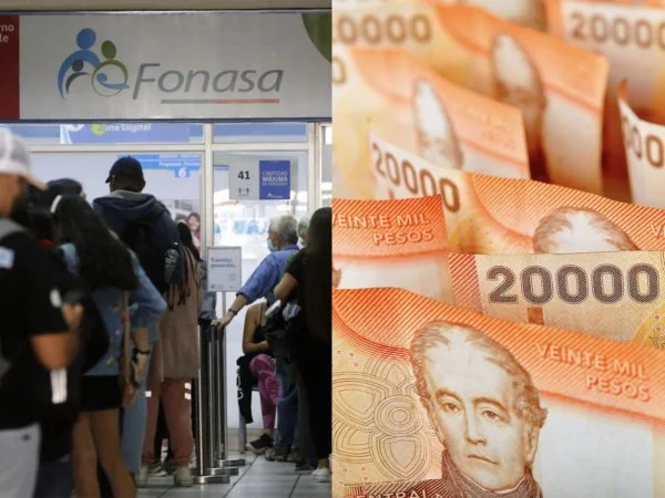 Personas en Fonasa y billetes de 20 mil pesos.