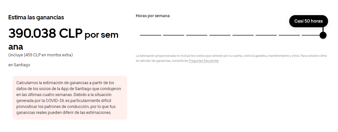 Ganancias de conductor uber.