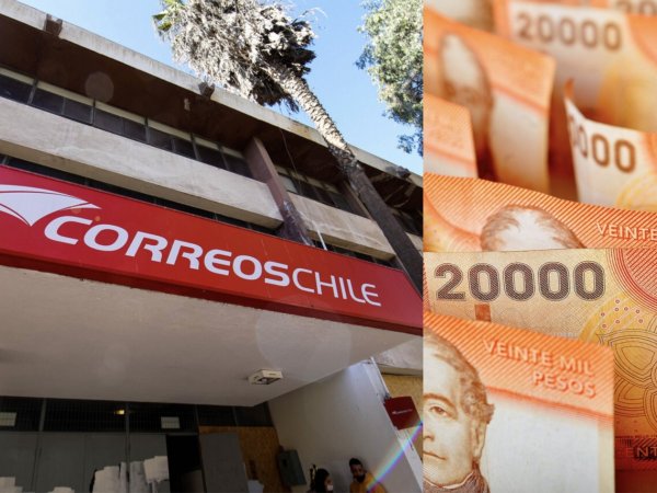 Sucursal de Correos de Chile y billetes.