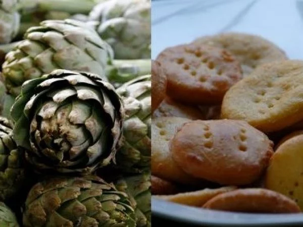 En la foto una cazuela, alcachofa y sopaipillas.