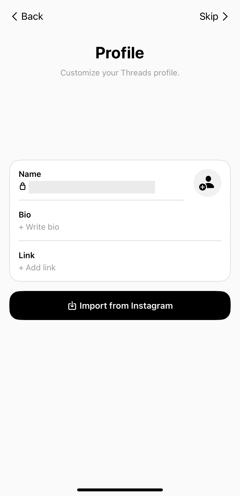 Importando información a Threads desde Instagram.