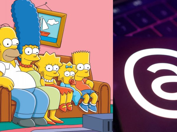 Los Simpson y logo de Threads.