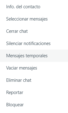 Mensajes temporales en WhatsApp Web.