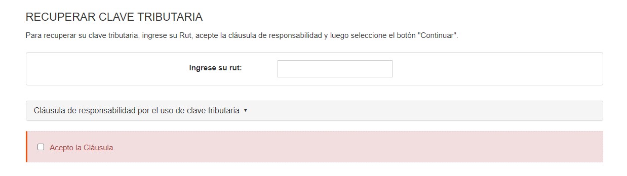SII. Recuperar Clave Tributaria. 
