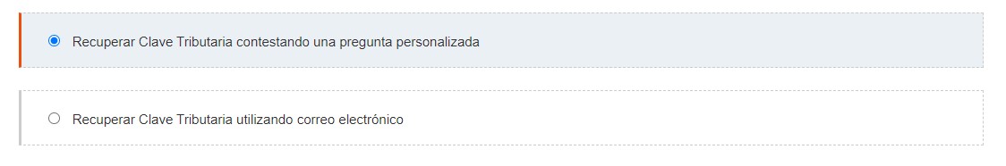 SII. opciones para recuperar clave tributaria. 