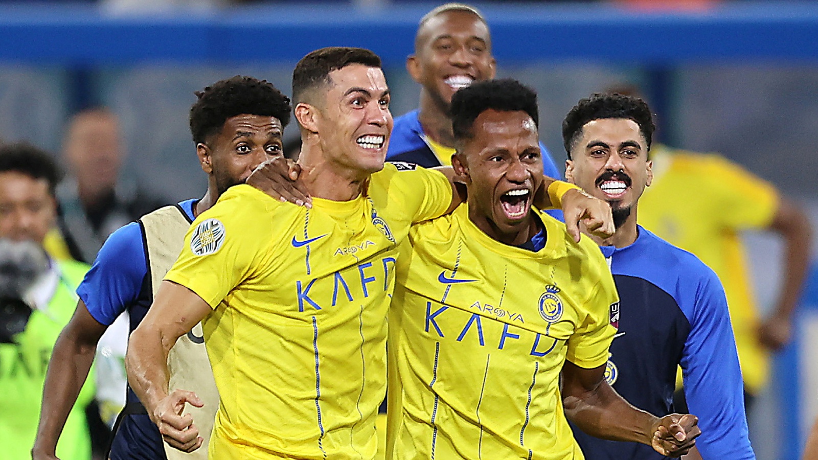 Cristiano Ronaldo y sus compañeros del Al Nassr celebrando