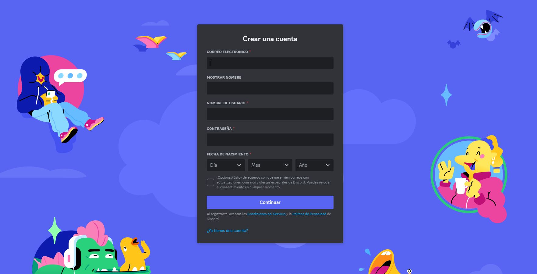 Registrarse en Discord