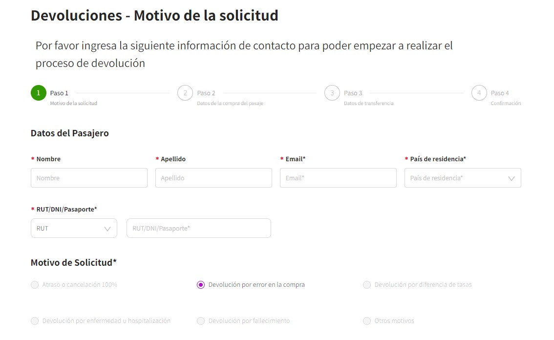 SKY. formulario de devolución.