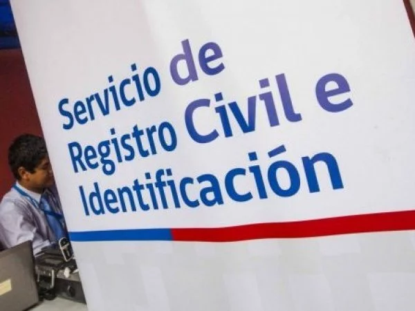 Registro Civil e identificación. Cartel con logo.