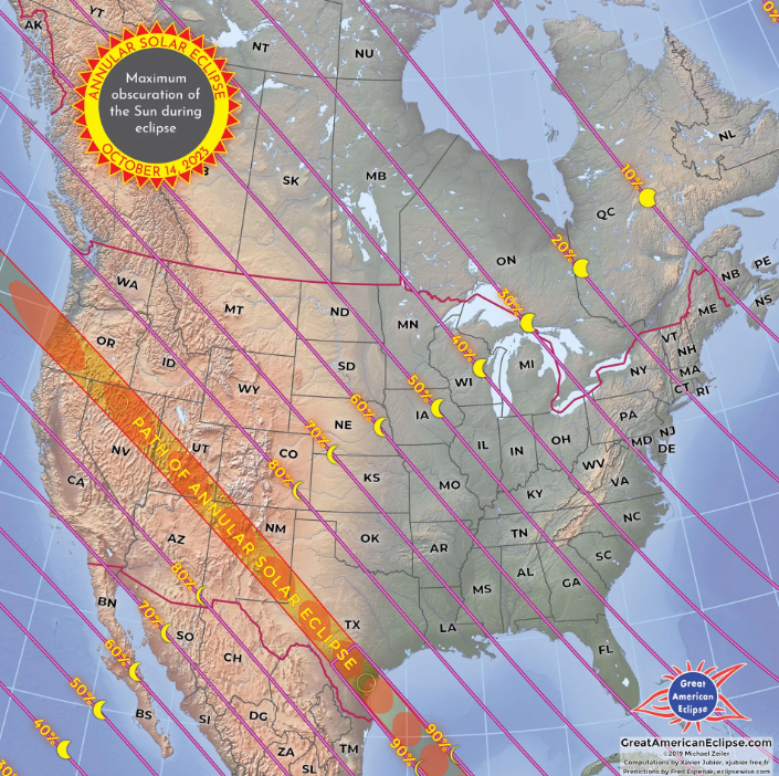 Eclipse solar 14 de octubre. NASA.