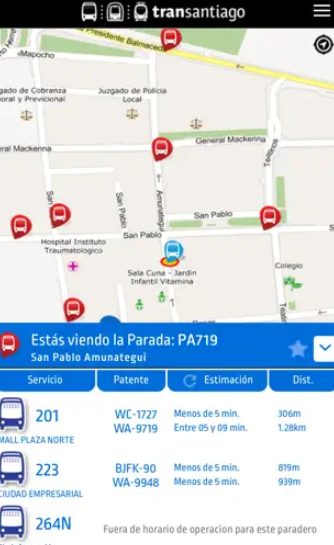 Transantiago oficial. Dónde viene la micro.