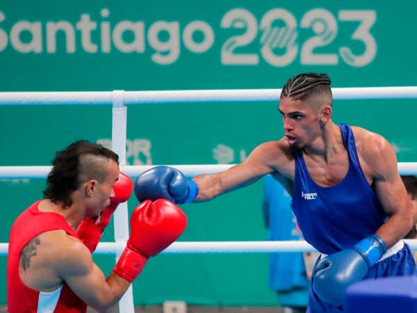 Juan Reyes (Guatemala) versus Lucas Fernandez (Uruguay). Boxing Santiago 2023 Pan American Games
