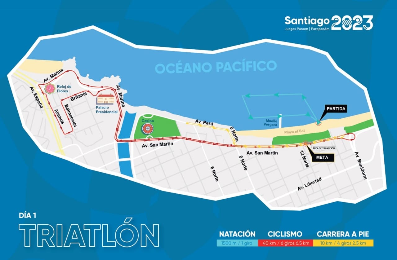 Mapa cortes de calle en Viña por triatlón panamericana.