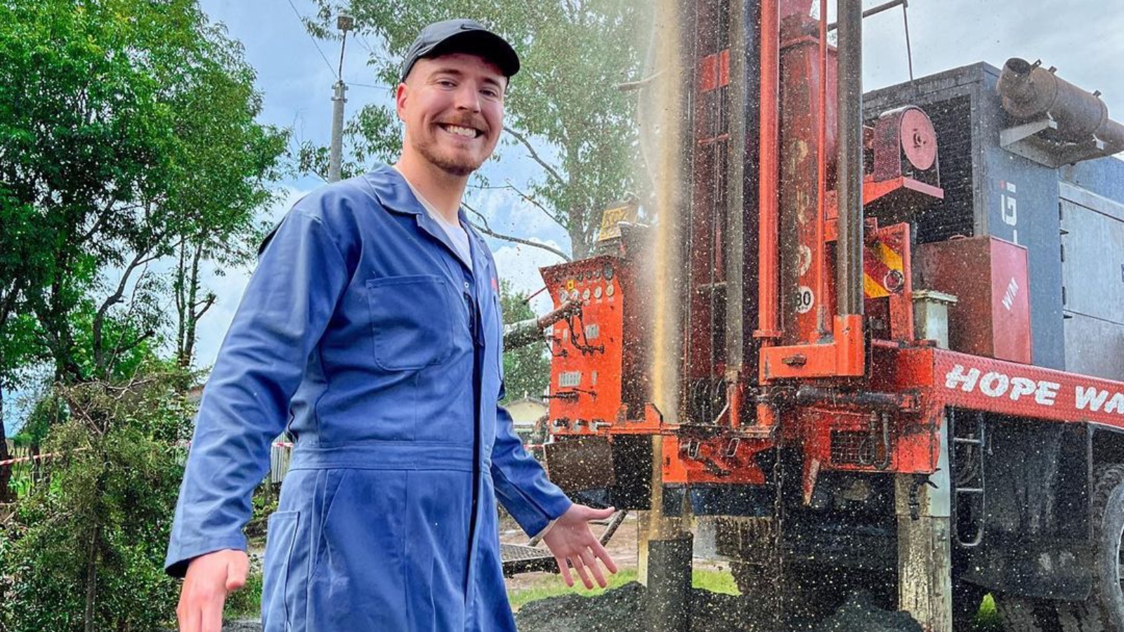 Mr Beast instalando un pozo de agua potable en África.