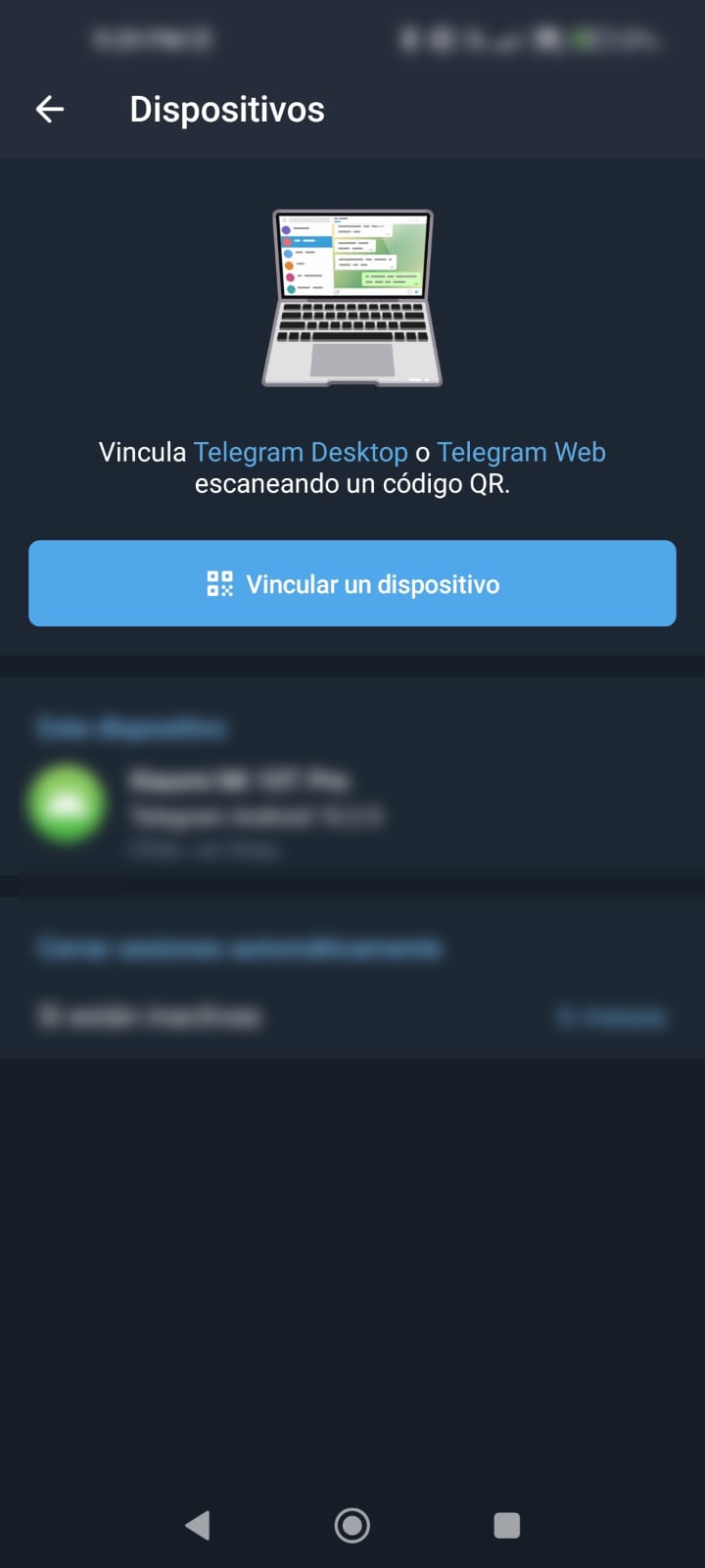 Vincular dispositivo telegram web