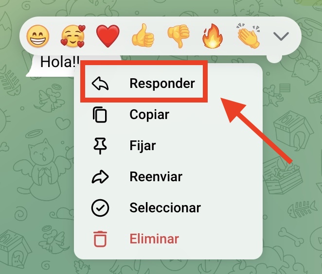 Responder a un mensaje en Telegram Web