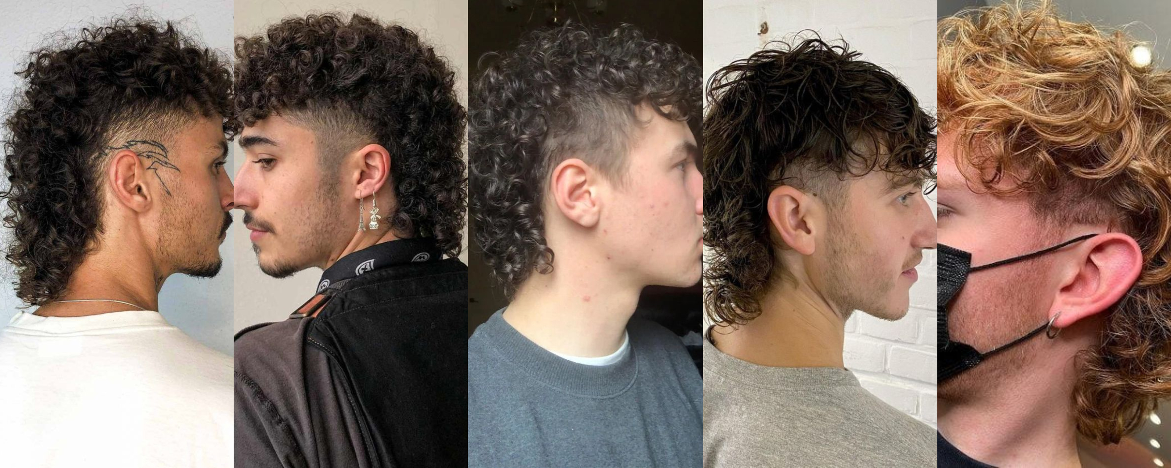 Corte mullet hombre. Pelo rizado.