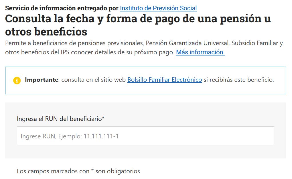 Consultar fecha de pago IPS con RUT