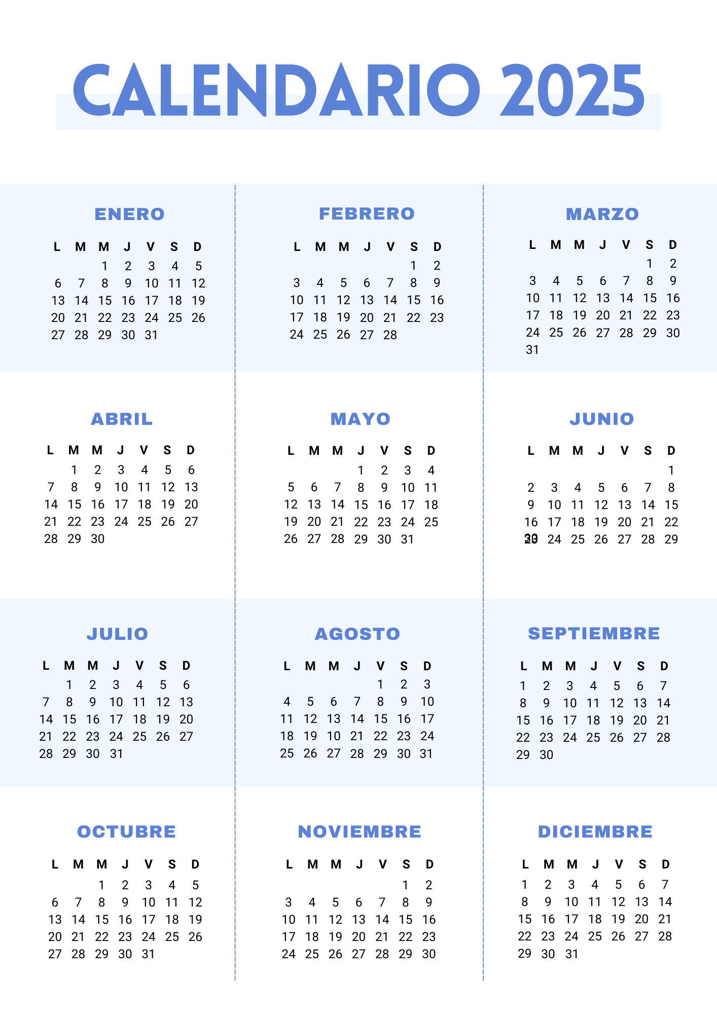 Calendario 2025.