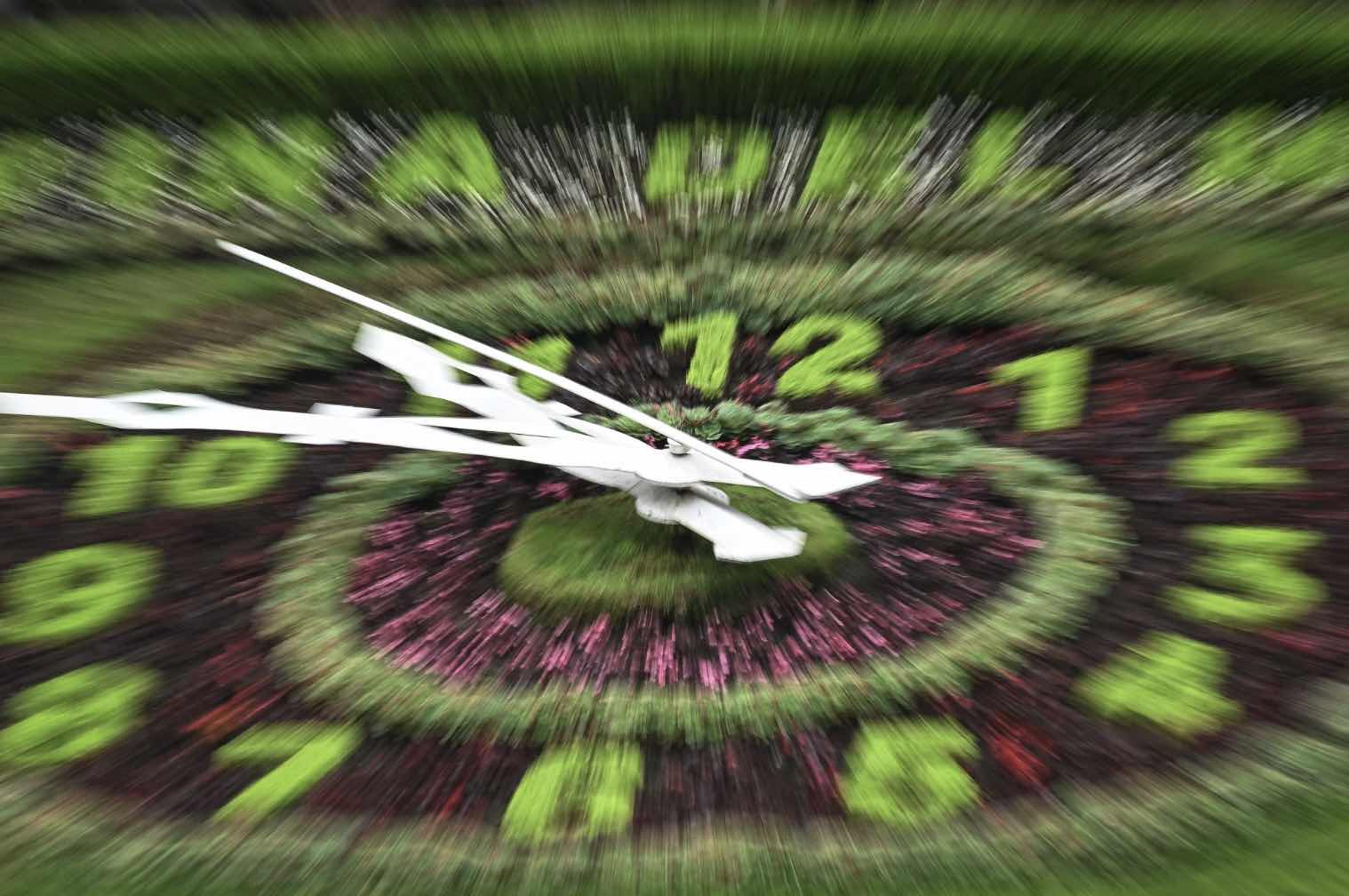 Reloj de flores. Cambio de hora.