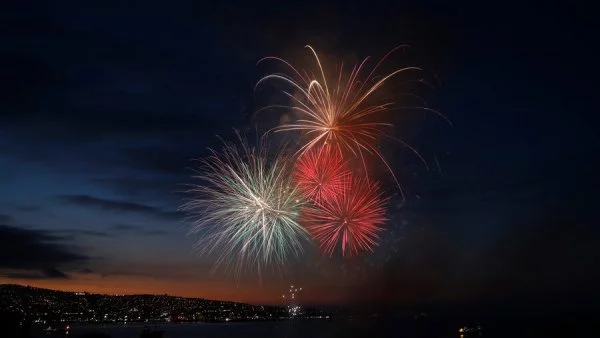 Feriado de Año Nuevo. Fuegos artificiales.
