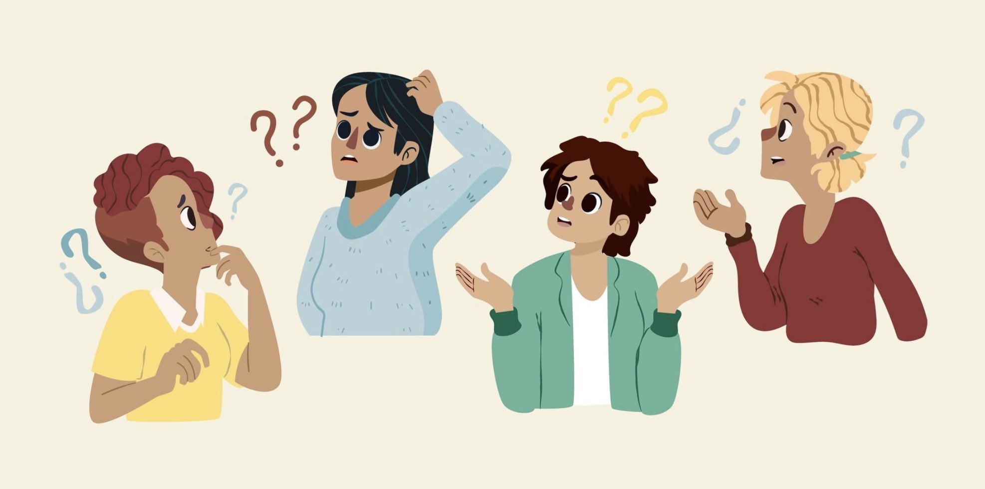 Dibujo de personas pensando. Adivinanzas para adultos.