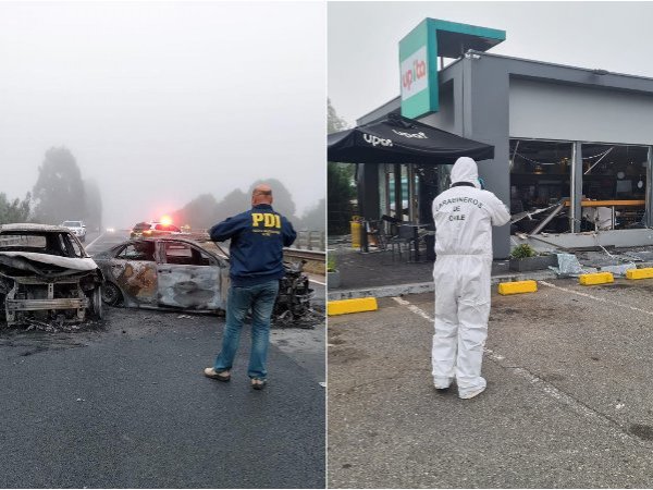 Delincuentes queman tres vehículos tras asaltar estación de servicio