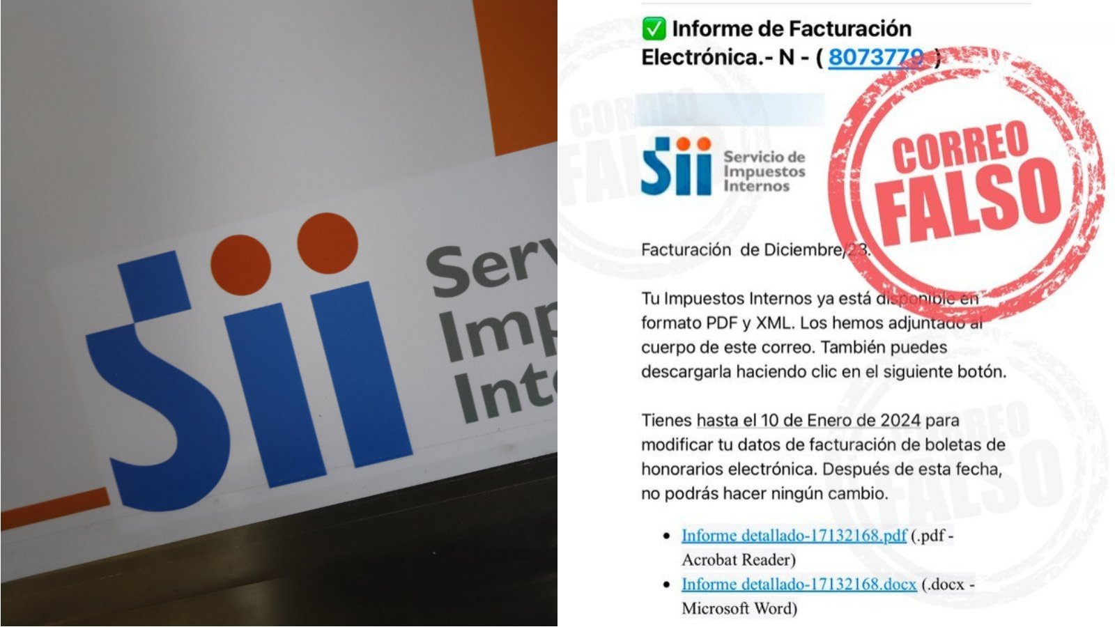 SII alerta por correo falso