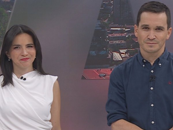Valentina Reyes y Andrés Vial presentando 24 Tarde