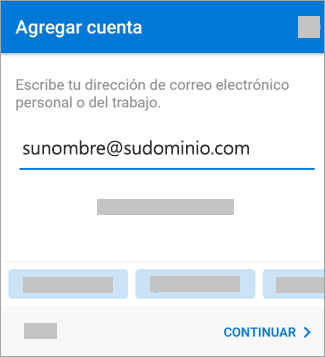 Hotmail en la aplicación de Outlook.