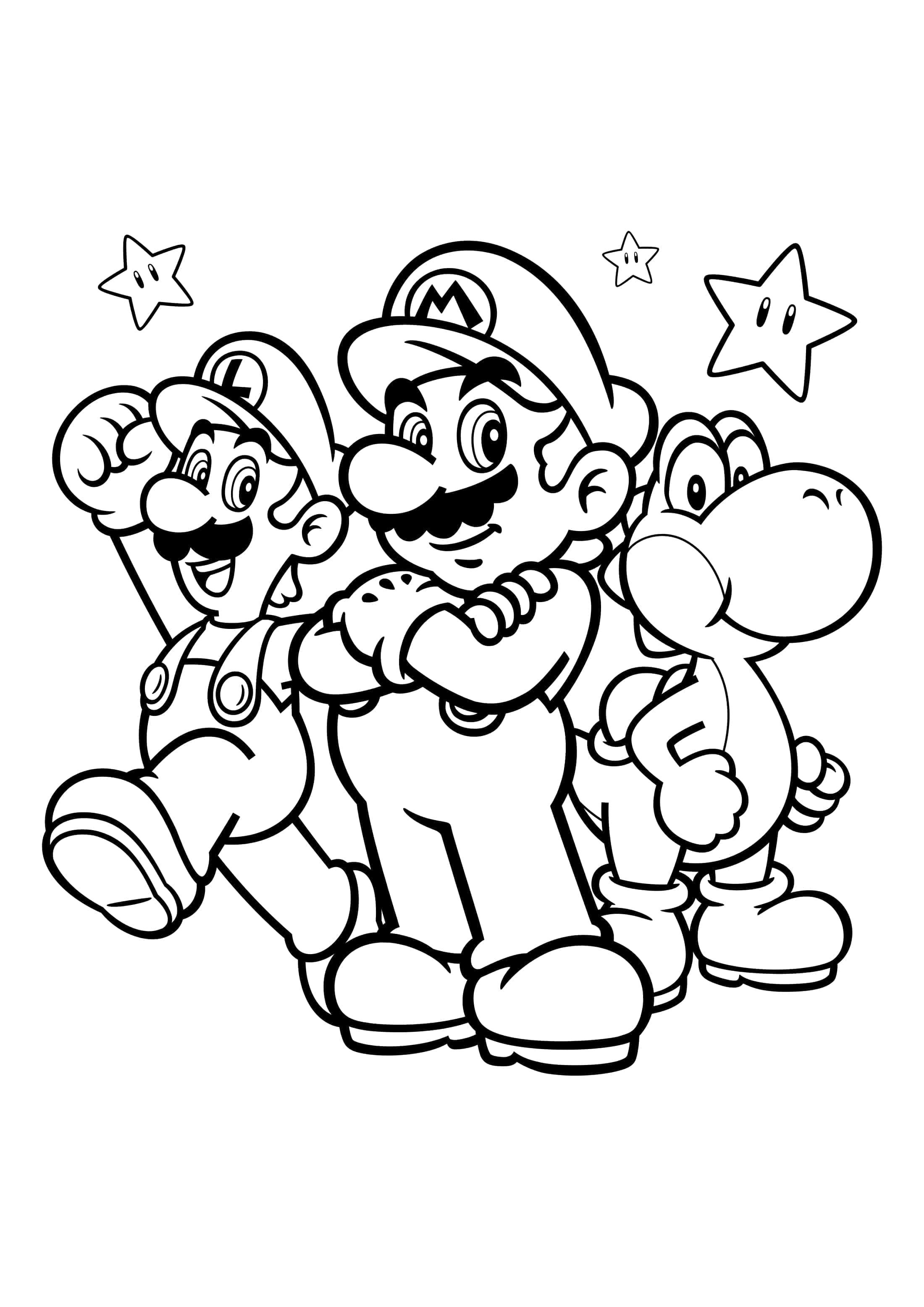 10 dibujos de Mario Bros y sus amigos para colorear e imprimir