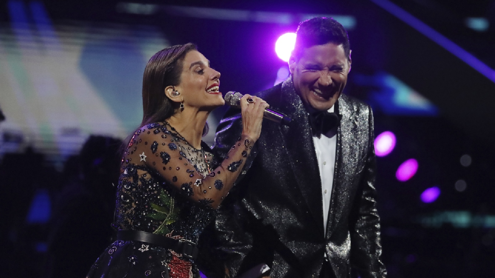 María Luisa Godoy y Francisco Saavedra animando el Festival de Viña