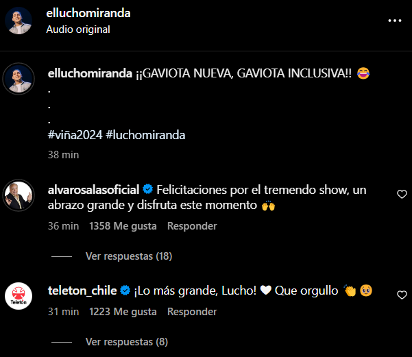 Comentarios de Álvaro Salas y la Teletón en publicación de Lucho Miranda