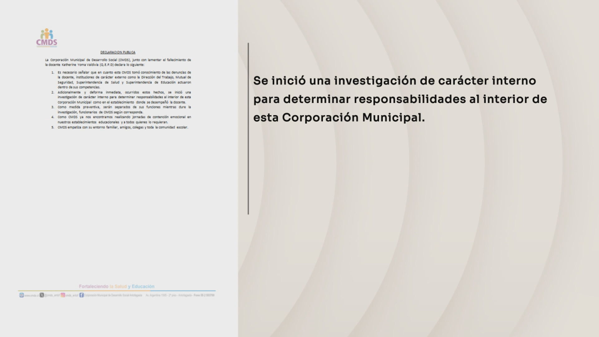 ¿Qué dijo la Corporación Municipal tras la muerte de Katherine?