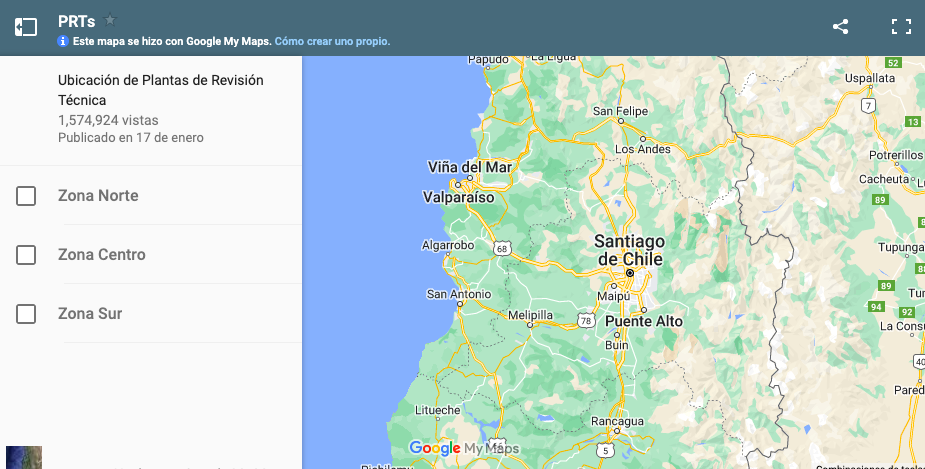 Mapa de plantas de revisión técnica.