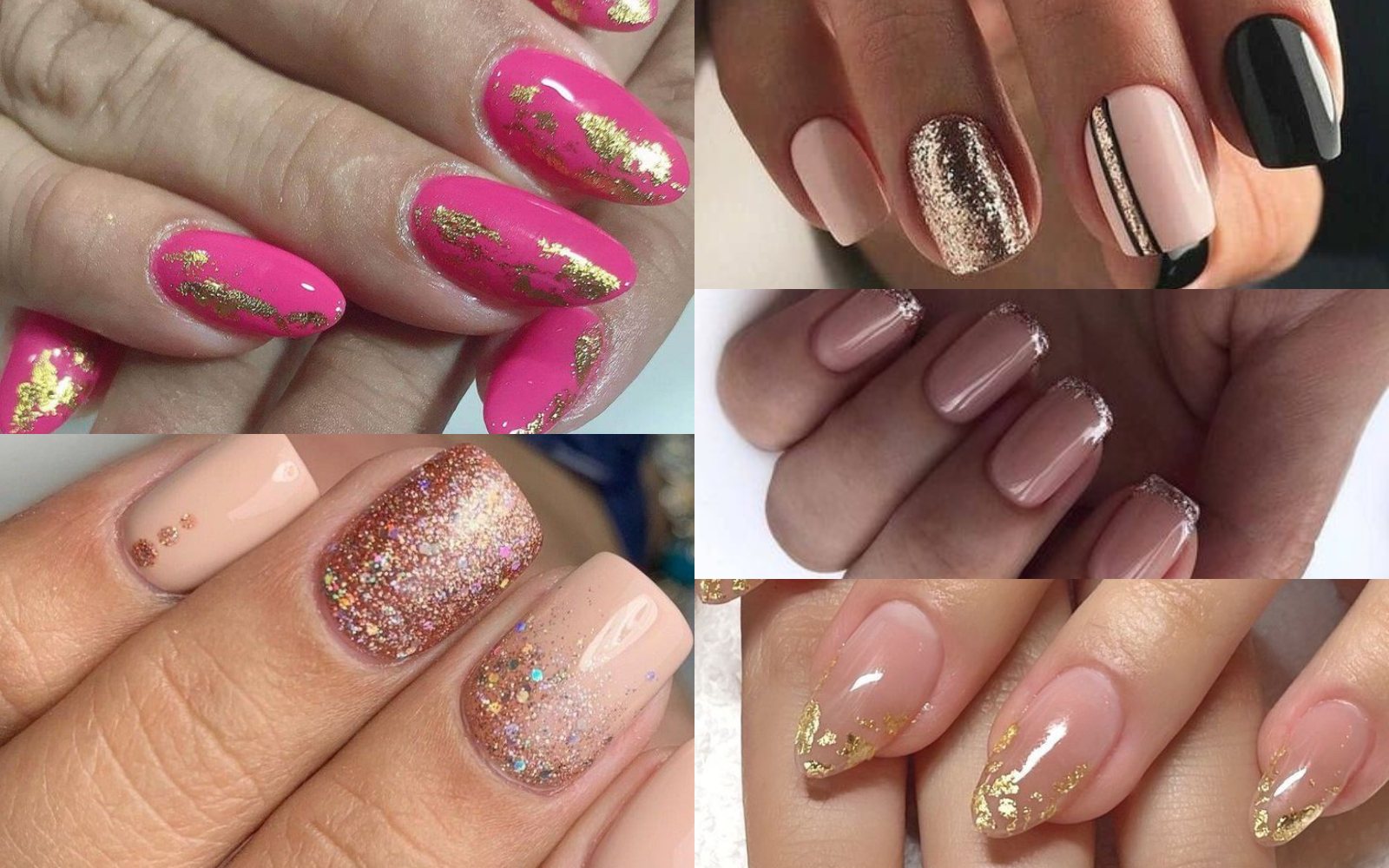 Uñas rosadas con dorado 2