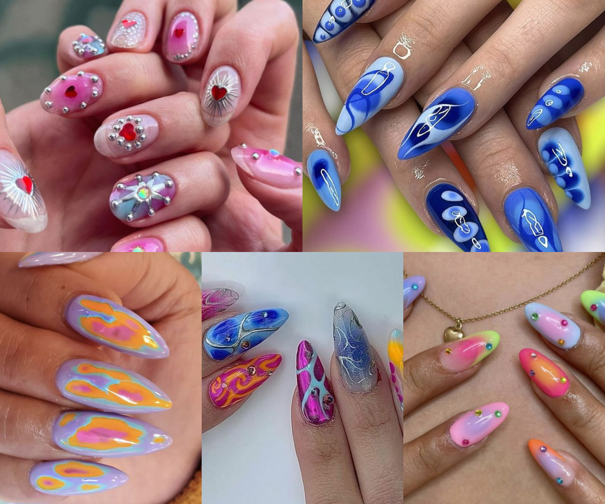 Uñas de gel con decorativos