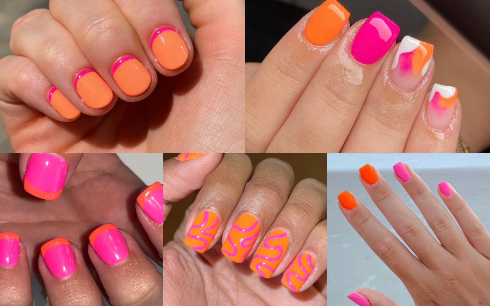 Uñas rosadas con naranja