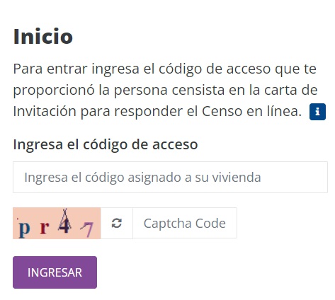 Código de acceso censo en línea