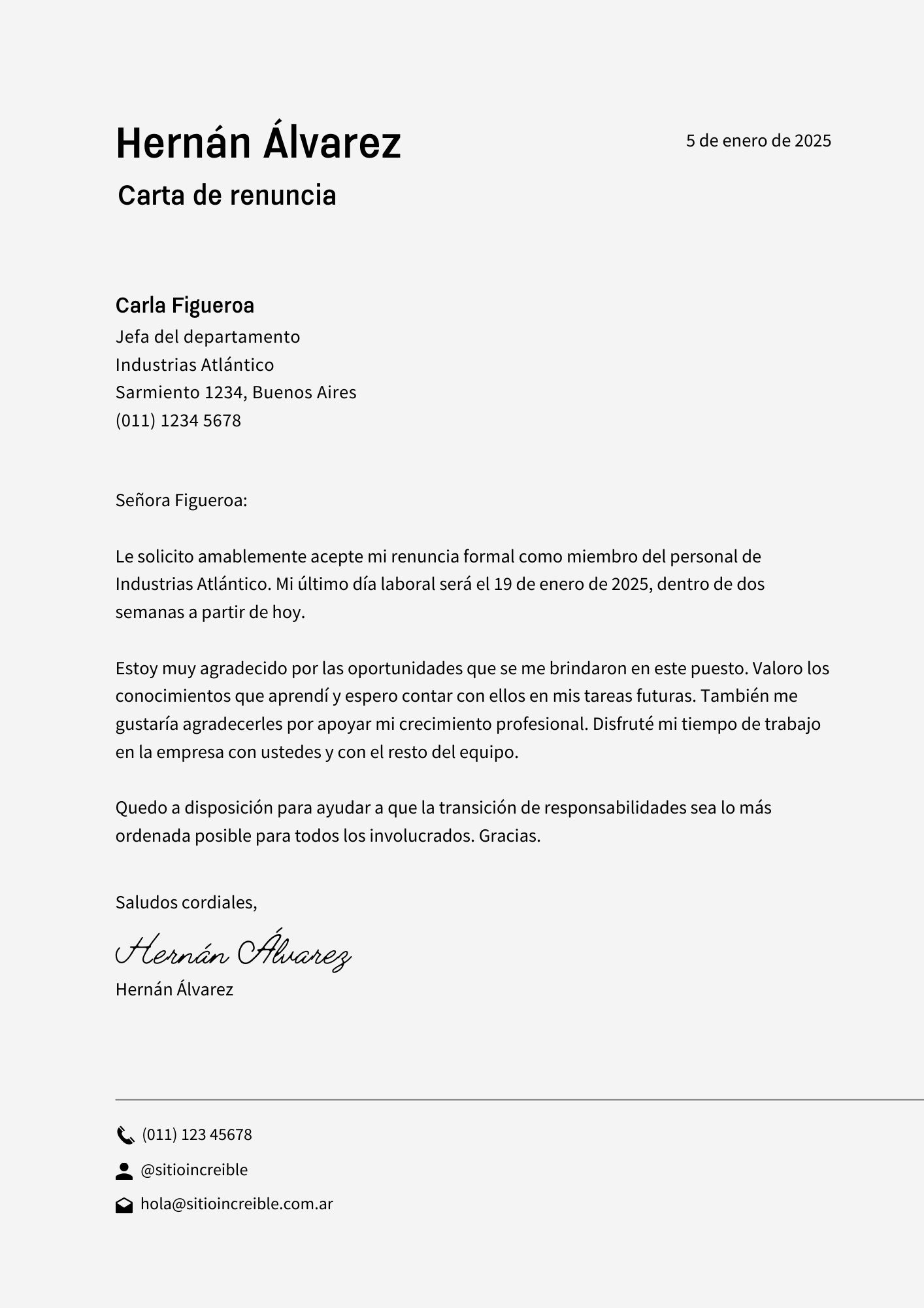 Carta de renuncia