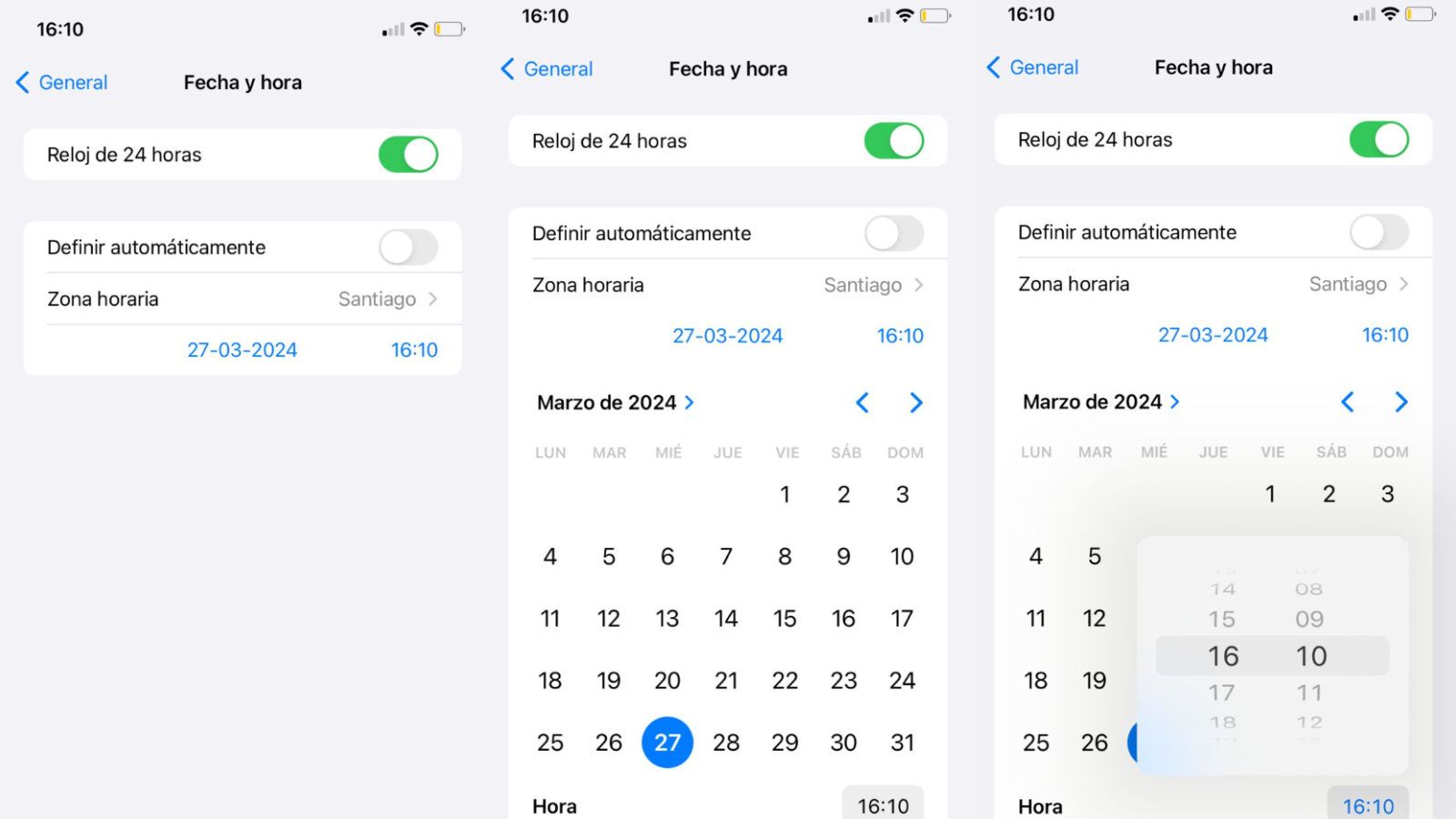 ¿Cómo hacer el cambio de hora en un dispositivo iOS?