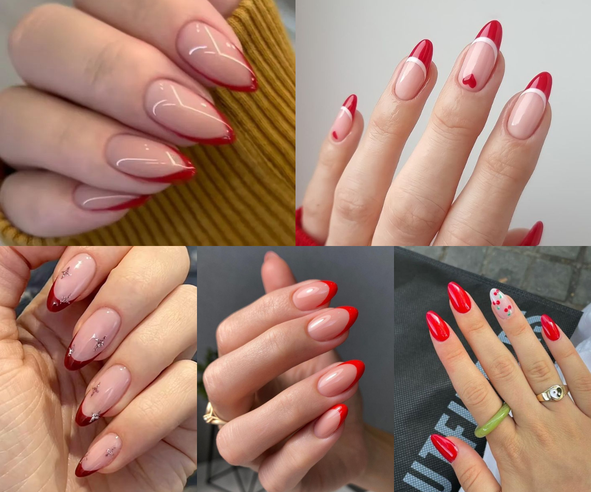 Uñas almendradas rojas 4