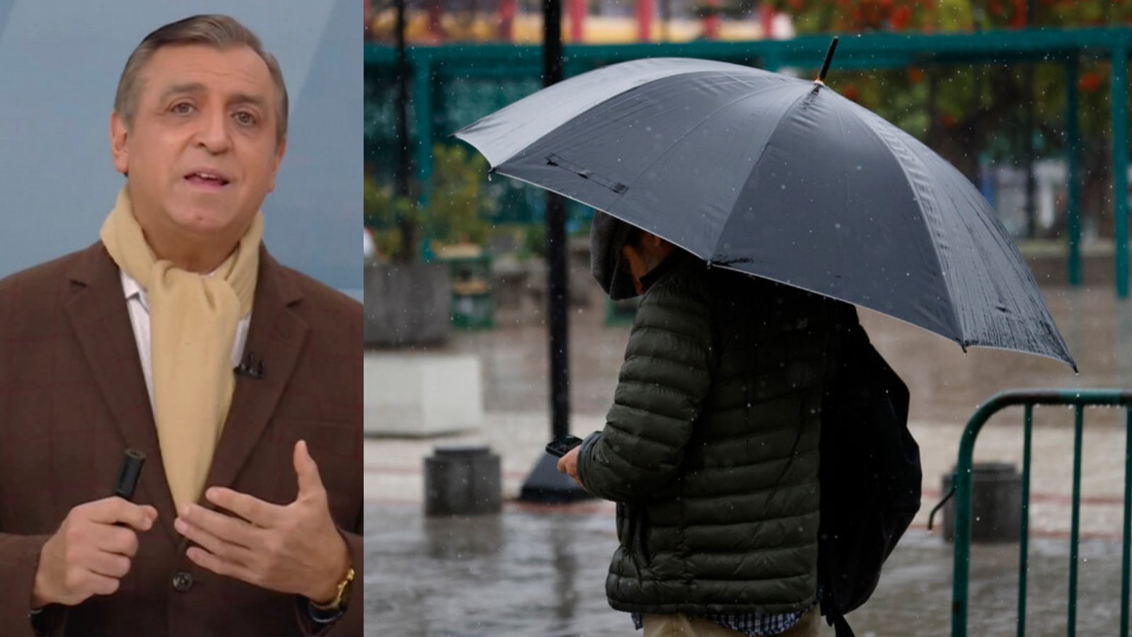 Iván Torres y lluvia en Santiago.