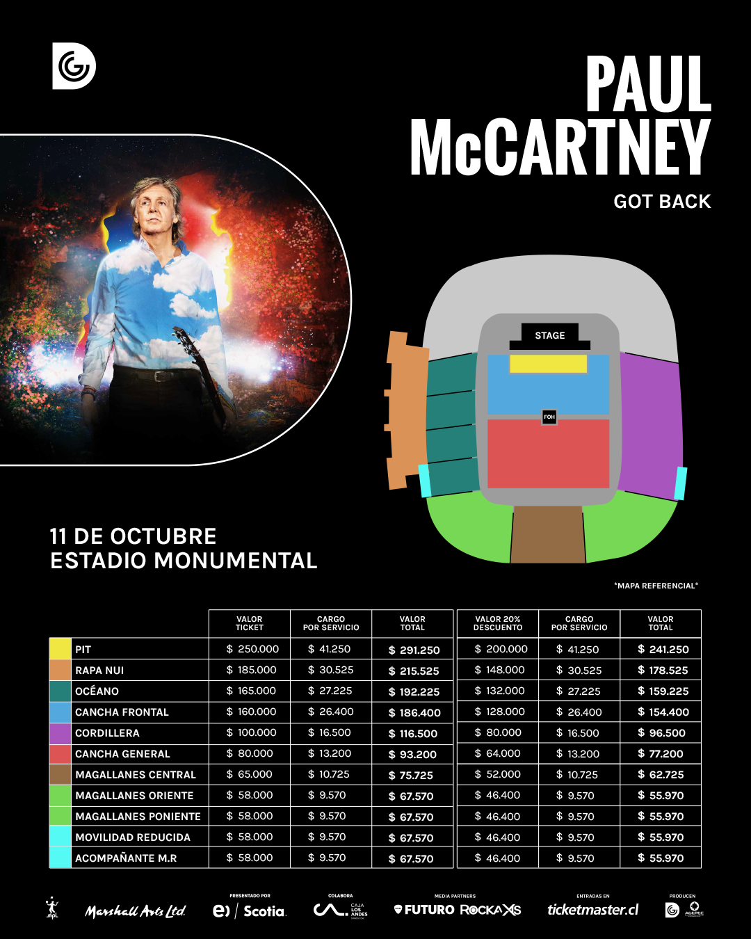 Precios de Paul McCartney en Chile