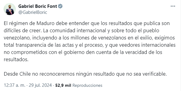 Gabriel Boric por Nicolás Maduro.