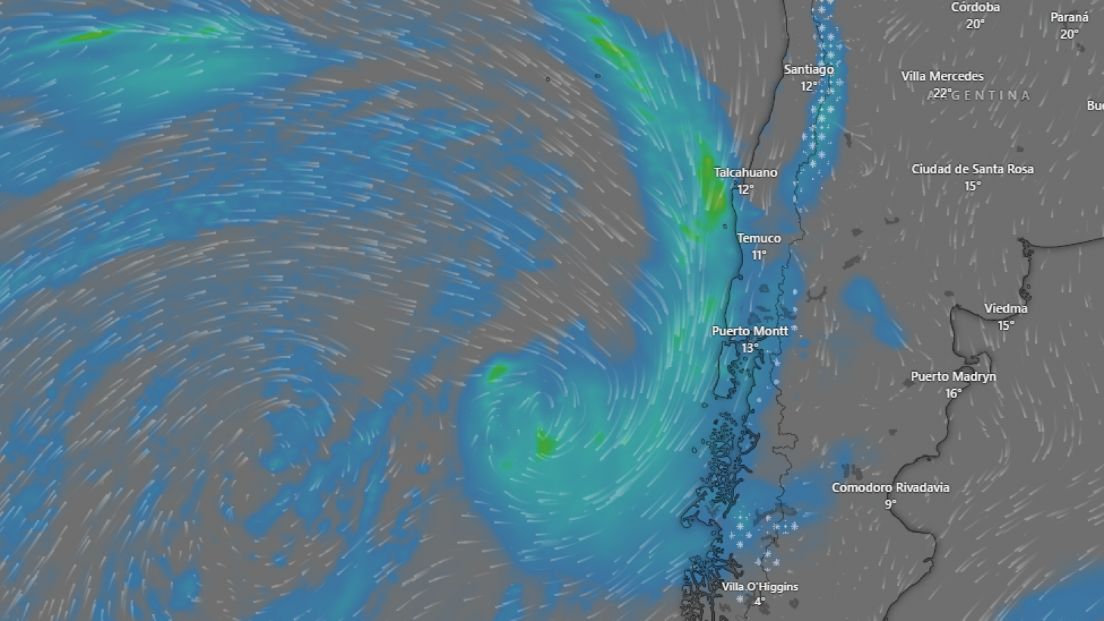 Lluvia y sistema frontal.