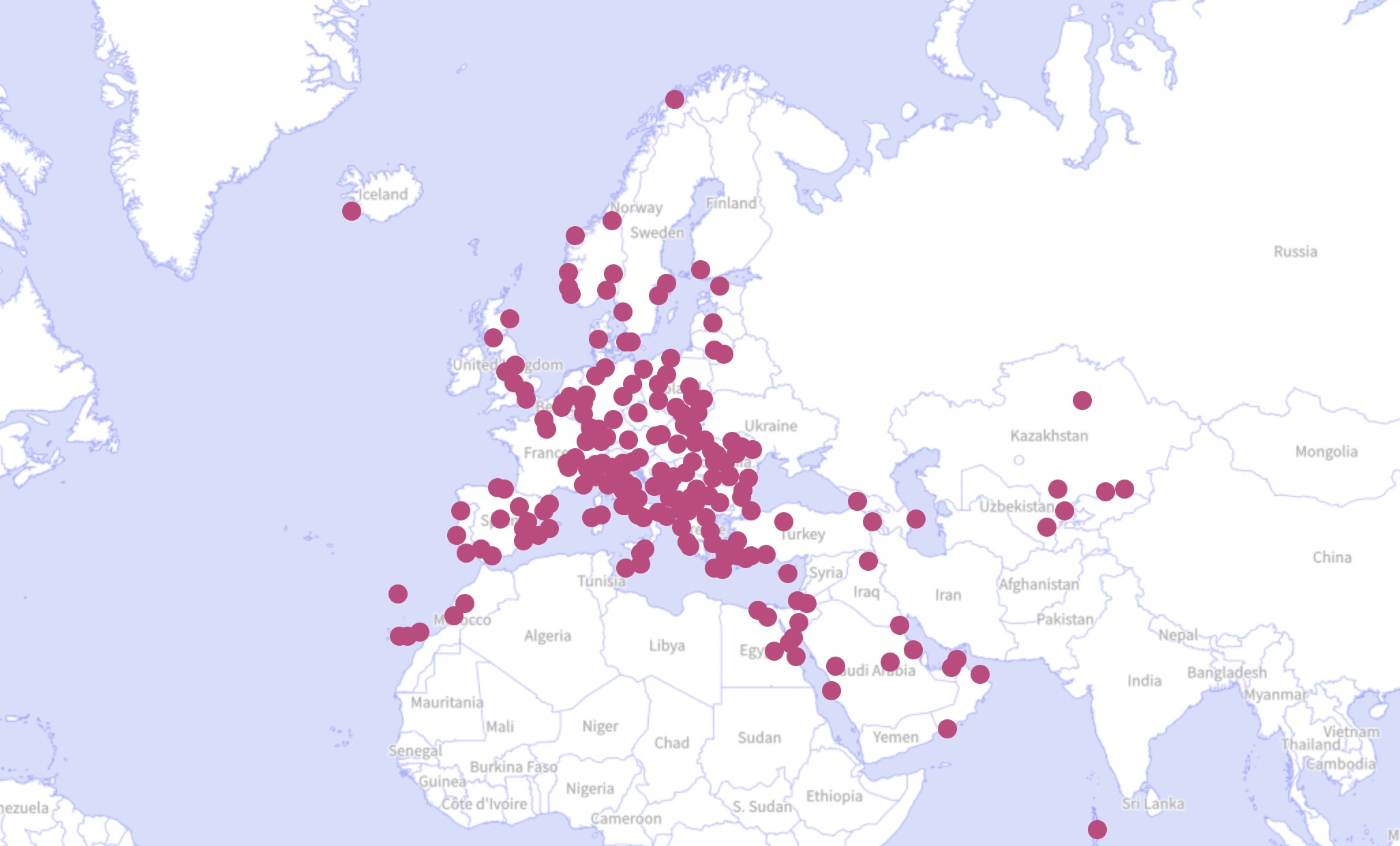 Mapa de vuelos de Wizz Air